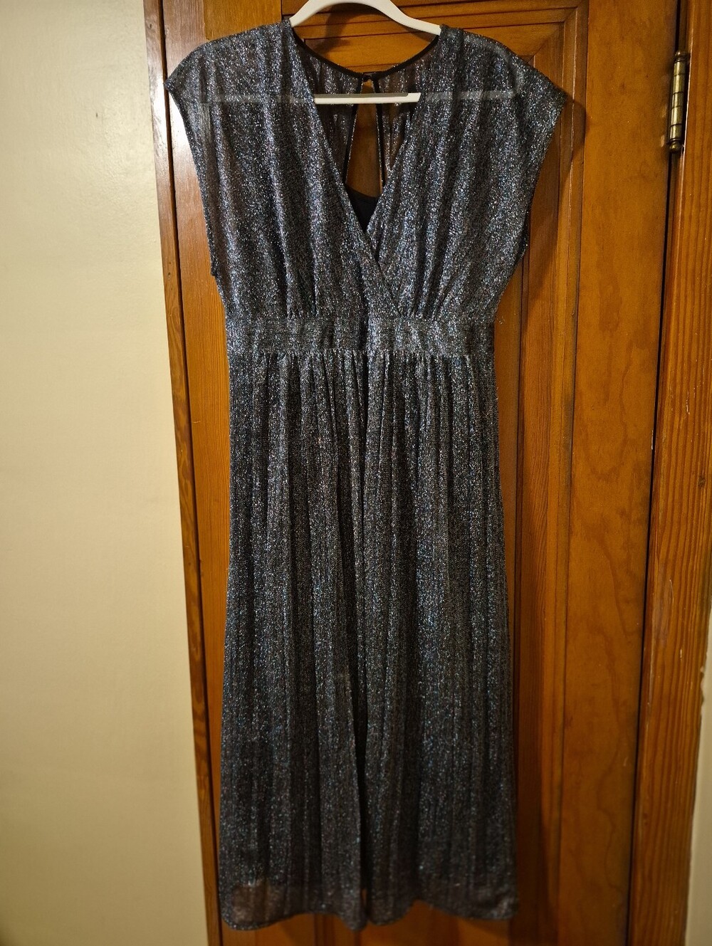 Anthropologie Shimmery Sheer Black Evening Midi Dress